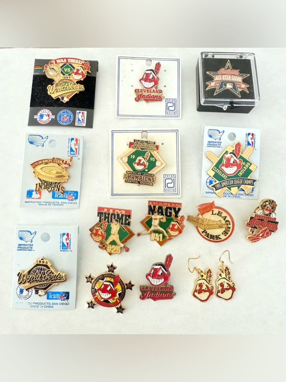 Vintage Cleveland Indians Chief Wahoo Baseball Pin Lot World Series & More